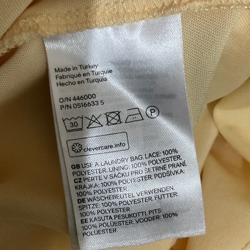 H&M Yellow Lace Midi Skirt Size 8 A-Line Feminine Cottagecore Spring Summer - Picture 7 of 11